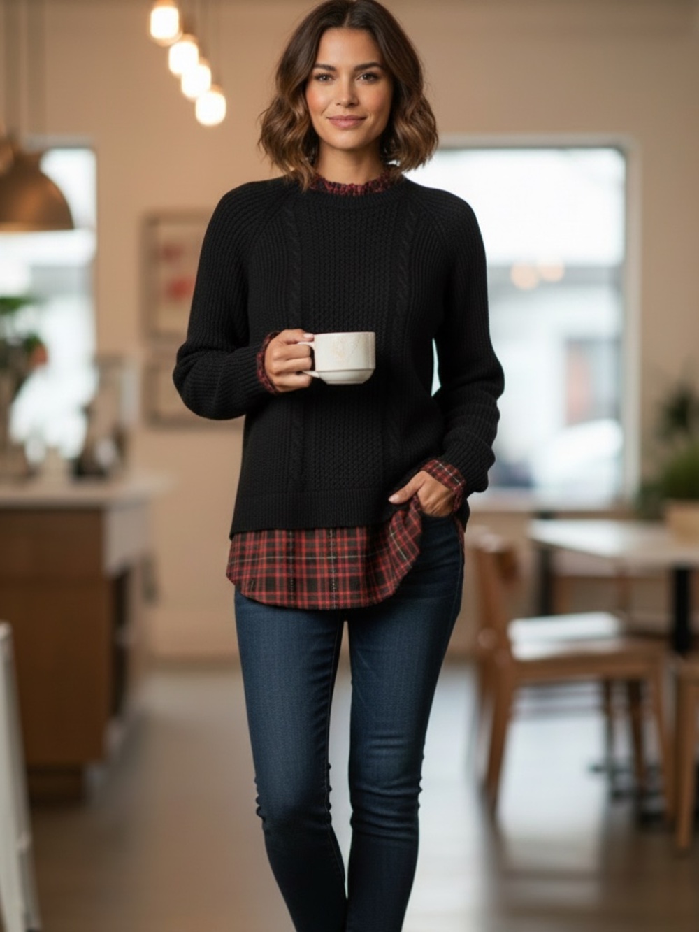 Blouse sweater combo. med